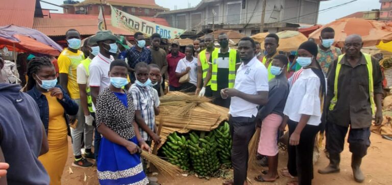 CLEANLINESS: Busoga Kingdom Youth Council members clean Bugembe market ahead of Kyabazinga birthday celebrations